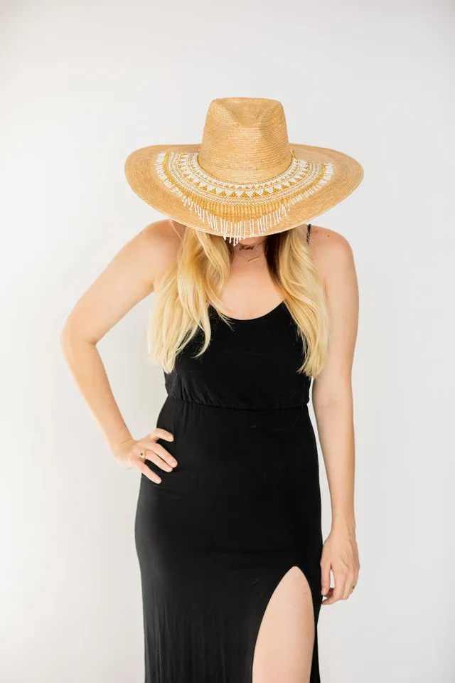 Gold Cascading Beaded Hat Necklace