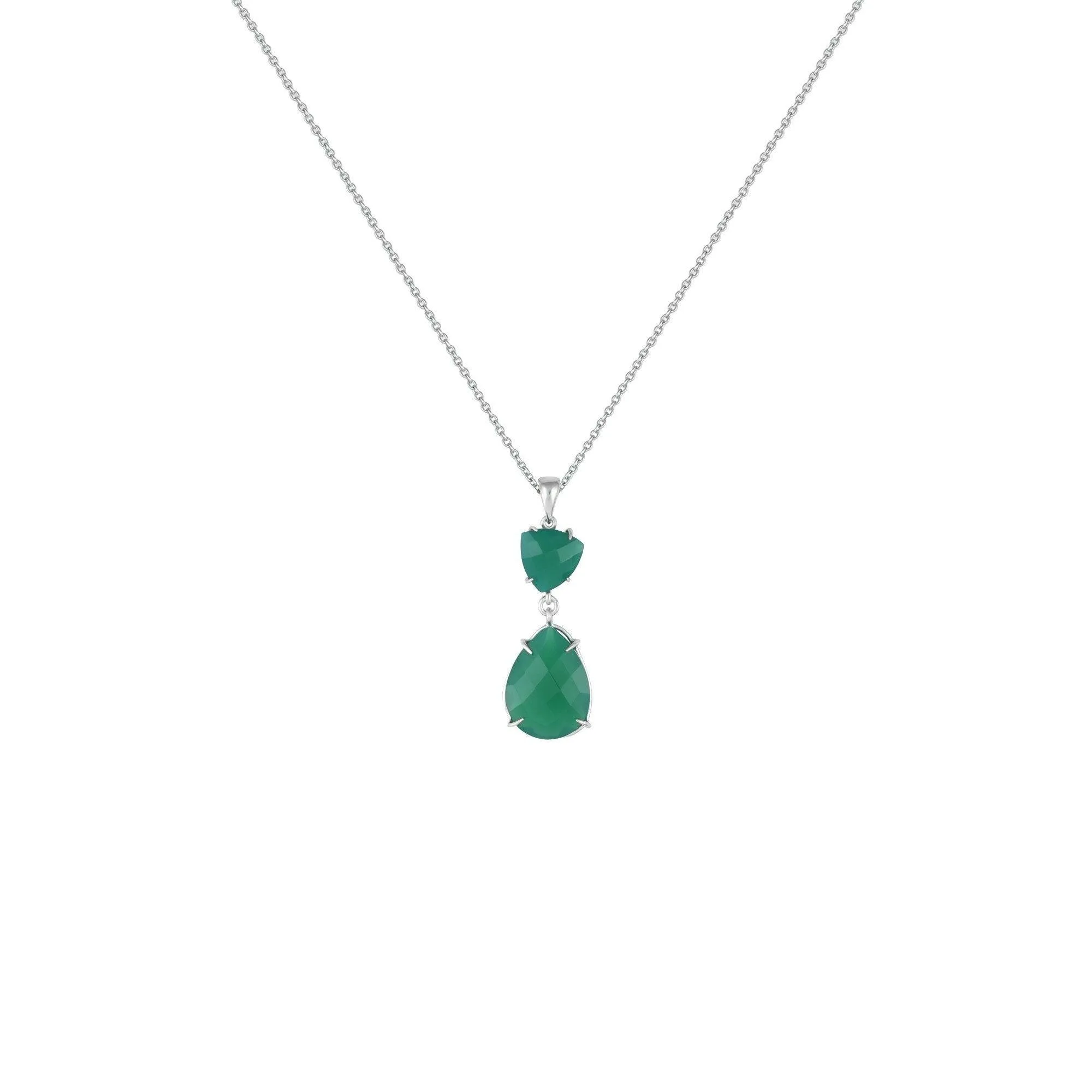 Green Onyx Drop Fashion Pendant in Sterling Silver