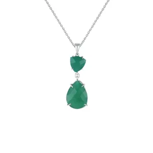 Green Onyx Drop Fashion Pendant in Sterling Silver