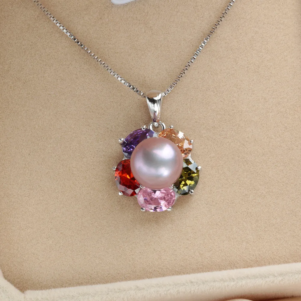 High quality 925 sterling silver pendant necklace 100% real freshwater pearl jewelry for women