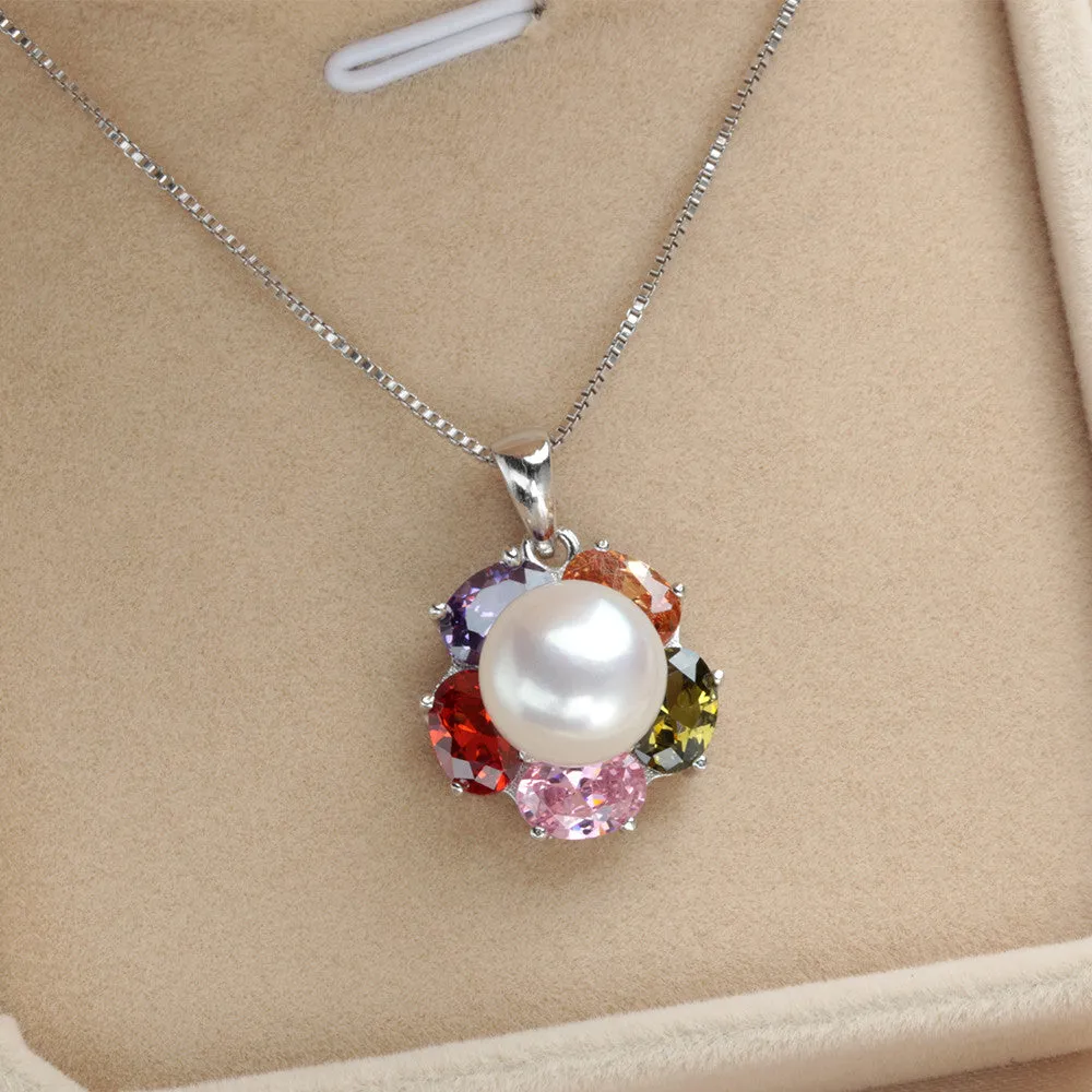 High quality 925 sterling silver pendant necklace 100% real freshwater pearl jewelry for women