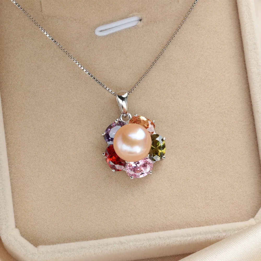 High quality 925 sterling silver pendant necklace 100% real freshwater pearl jewelry for women