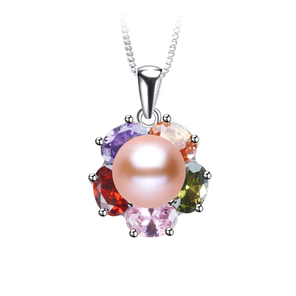 High quality 925 sterling silver pendant necklace 100% real freshwater pearl jewelry for women
