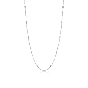 Lafonn Simulated Diamond & Blue Topaz Adjustable Station Necklace N0321BTP18