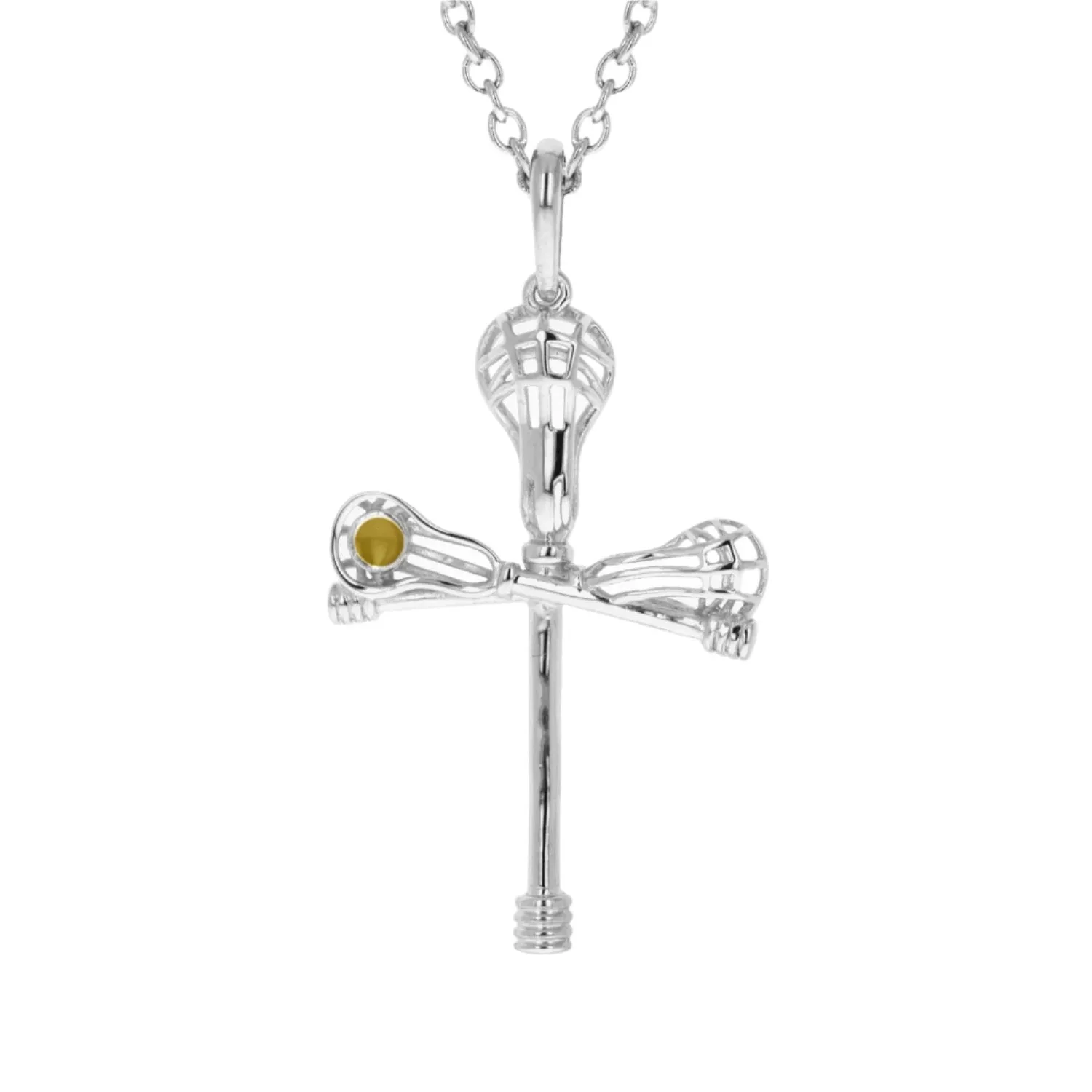 Mini Cross Check Lacrosse Necklace | Sterling Silver