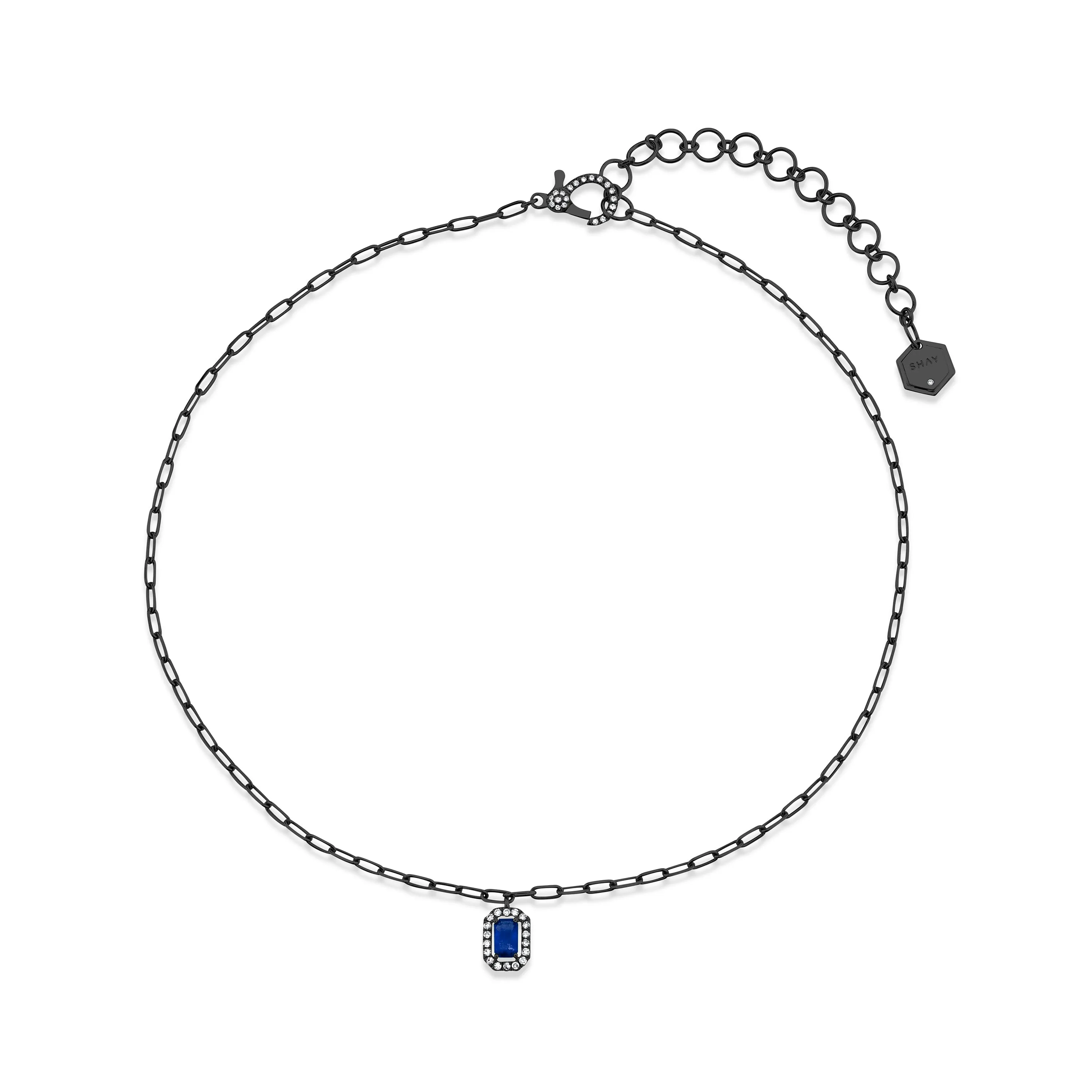 MINI ME DIAMOND & BLUE SAPPHIRE HALO DROP PENDANT