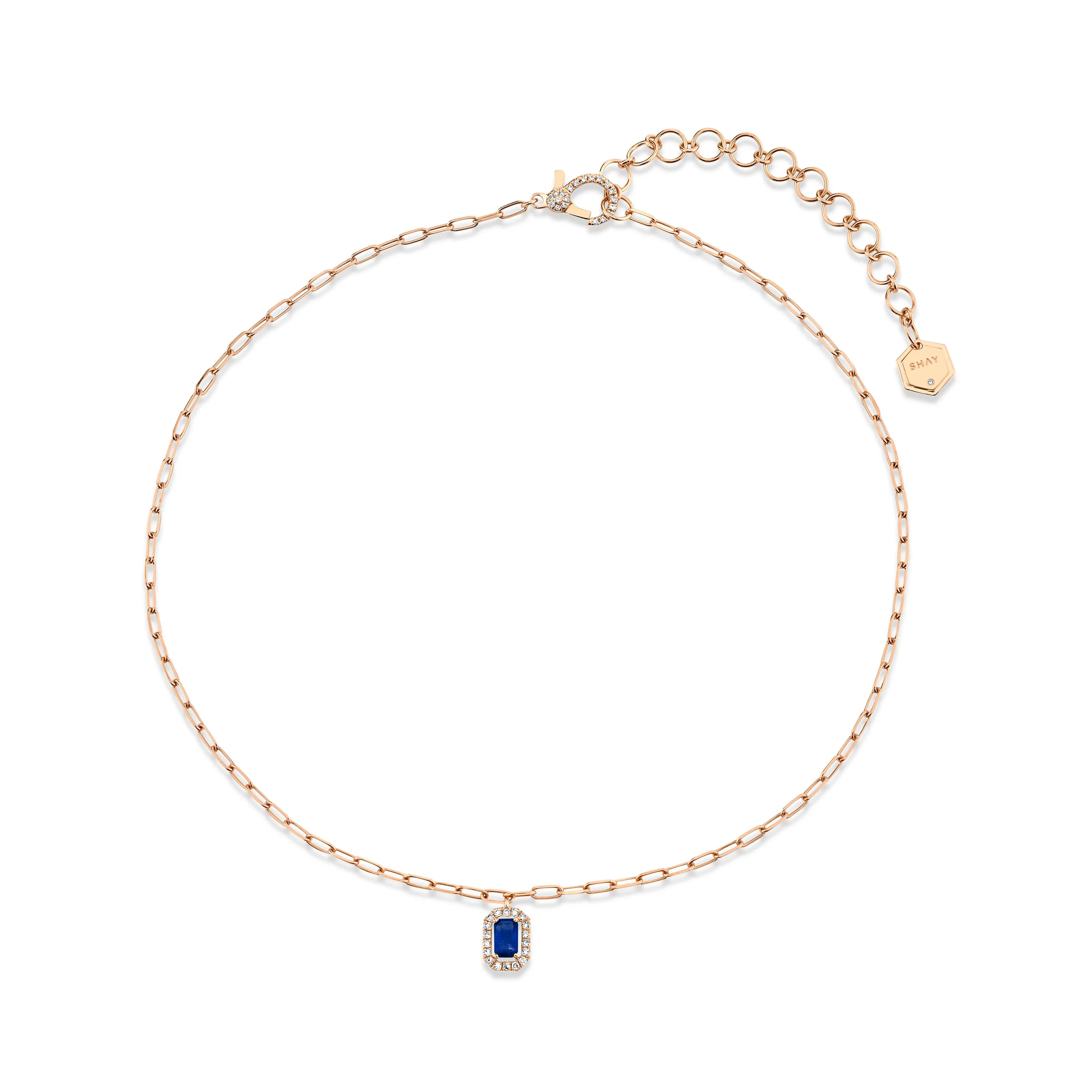 MINI ME DIAMOND & BLUE SAPPHIRE HALO DROP PENDANT