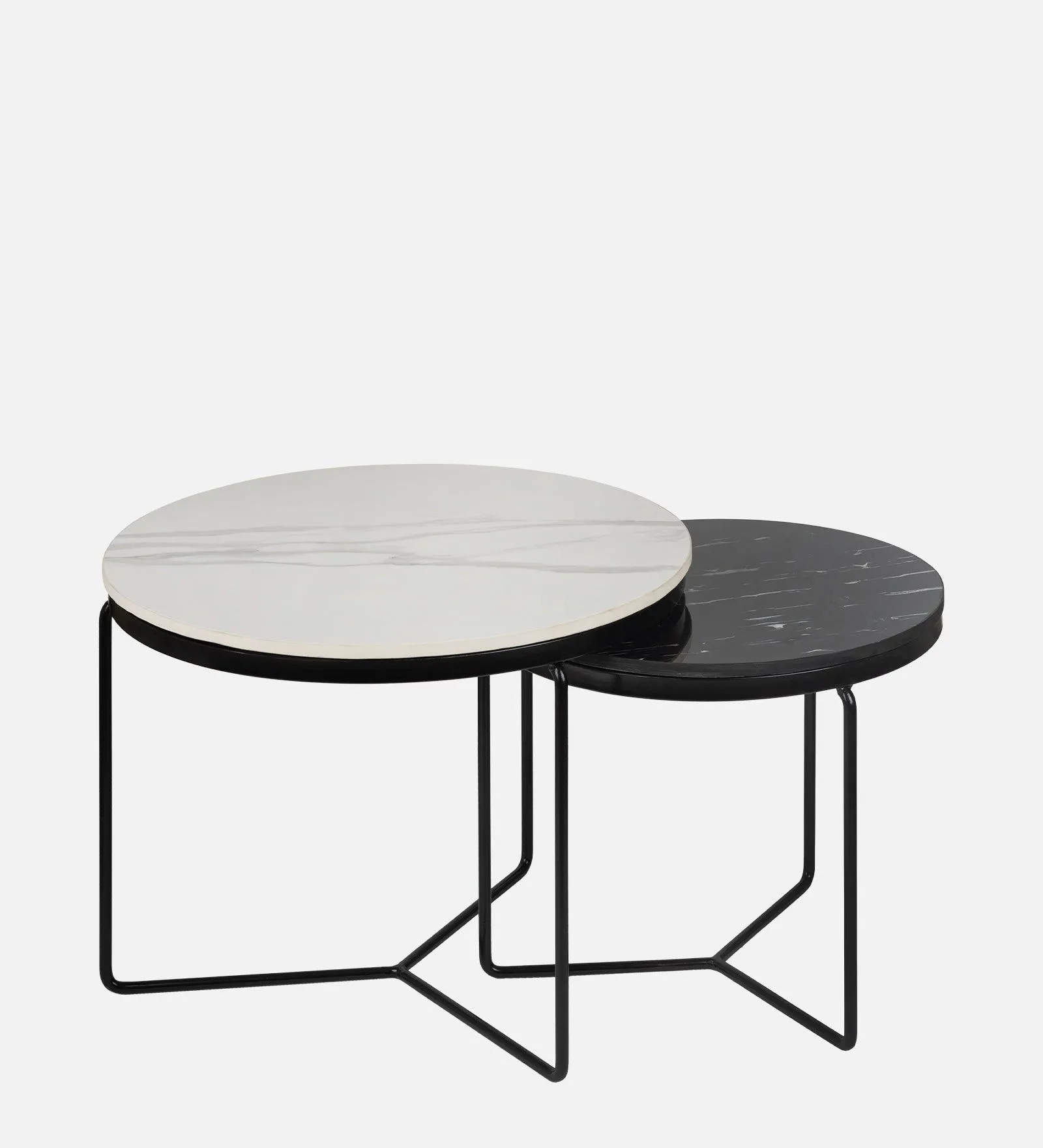 Minimal Nesting Tables with Marble Top | Set of 2 Center Coffee Table for Living Room