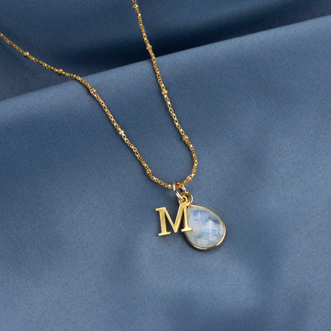 Moonstone Charm Necklace | Gold | June