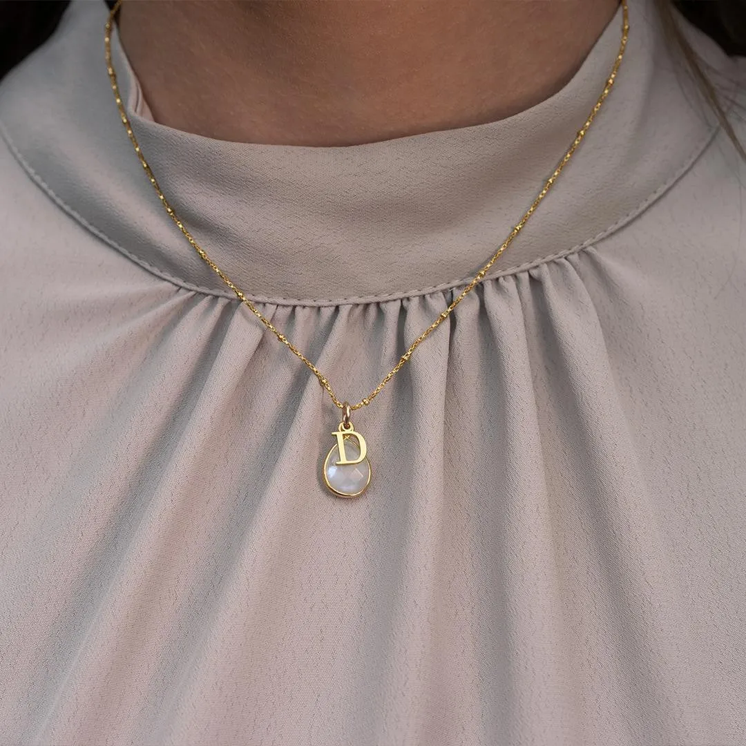 Moonstone Charm Necklace | Gold | June