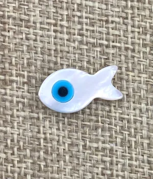 Mother Of Pearls Blue Eye Fish Beads, Mother Of Pearl Beads, Evil Eye Beads, Sku#M10