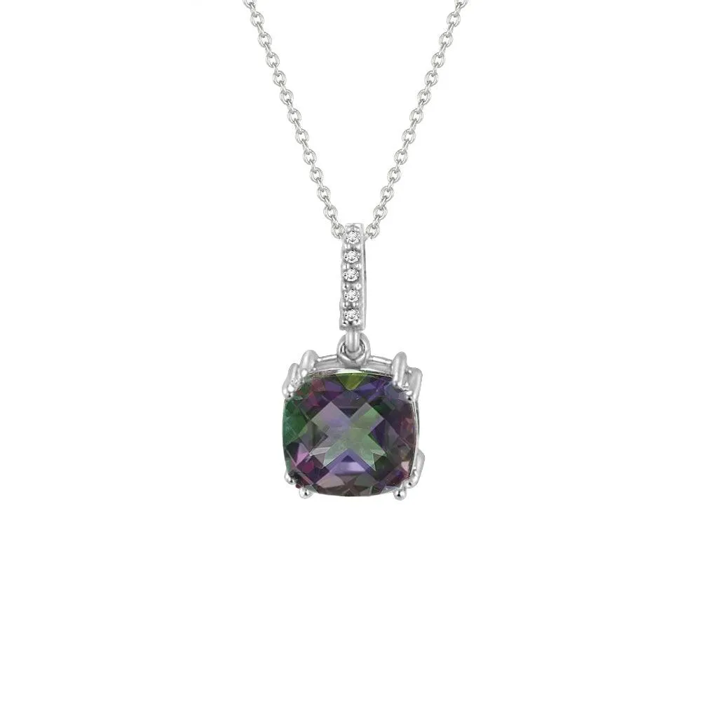 Mystic Topaz and Diamond Pendant in Silver