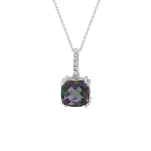 Mystic Topaz and Diamond Pendant in Silver