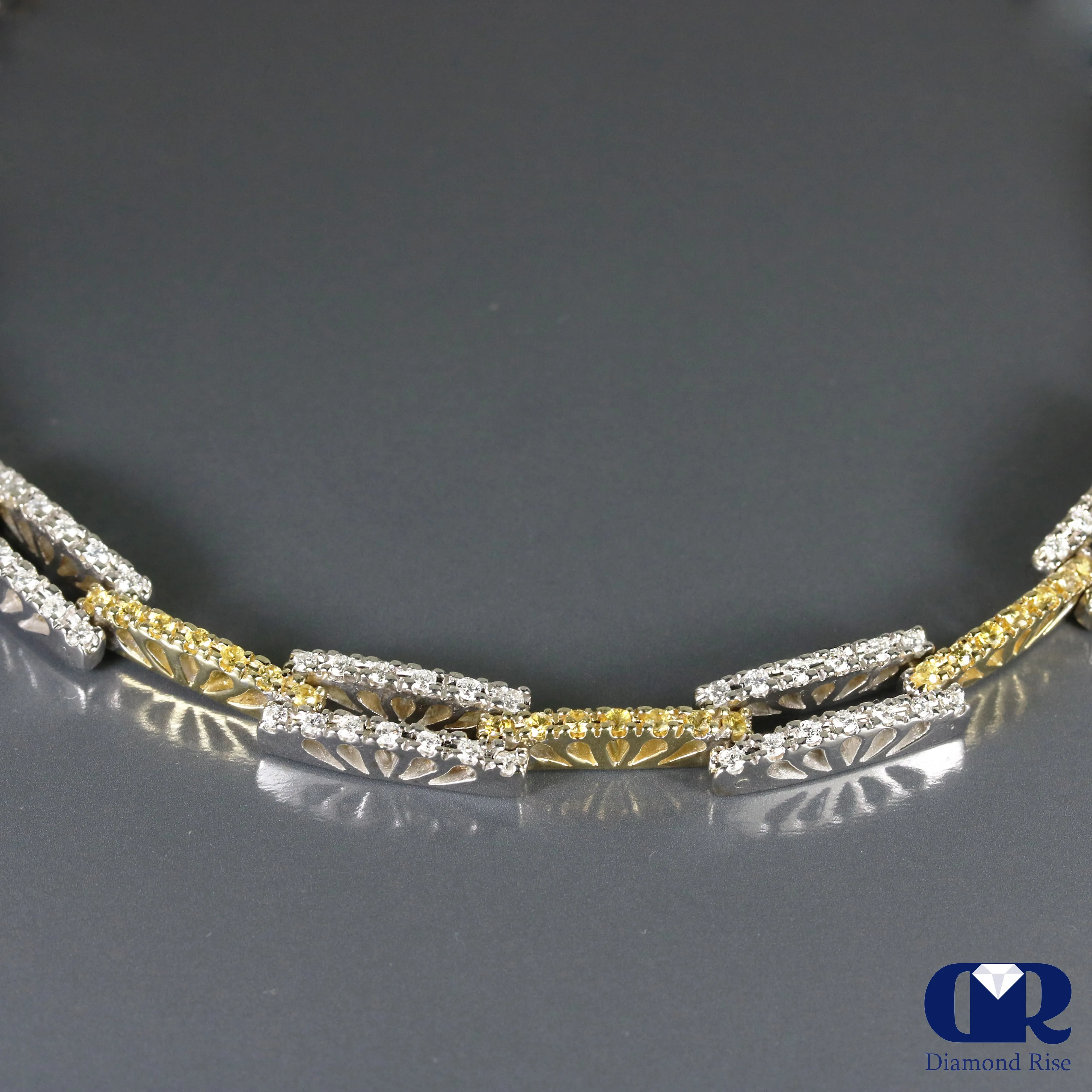 Natural 3.27 Ct Round Cut Diamond Necklace In 14K Gold With 18"