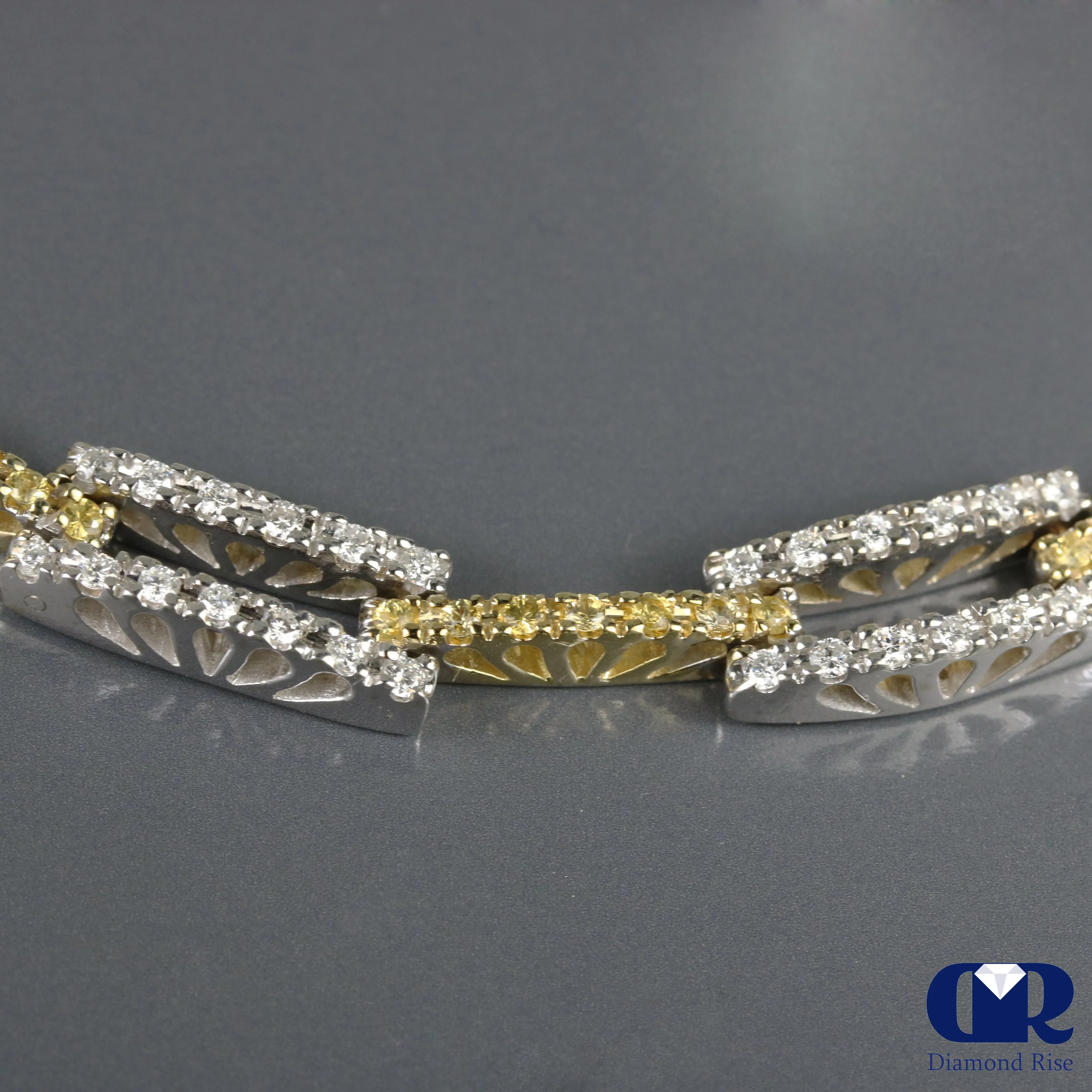Natural 3.27 Ct Round Cut Diamond Necklace In 14K Gold With 18"