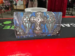 Navy blue camo cross wallet