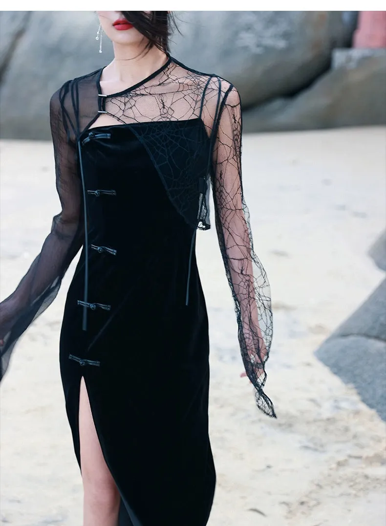 New Chinese style cheongsam & chiffon cardigan