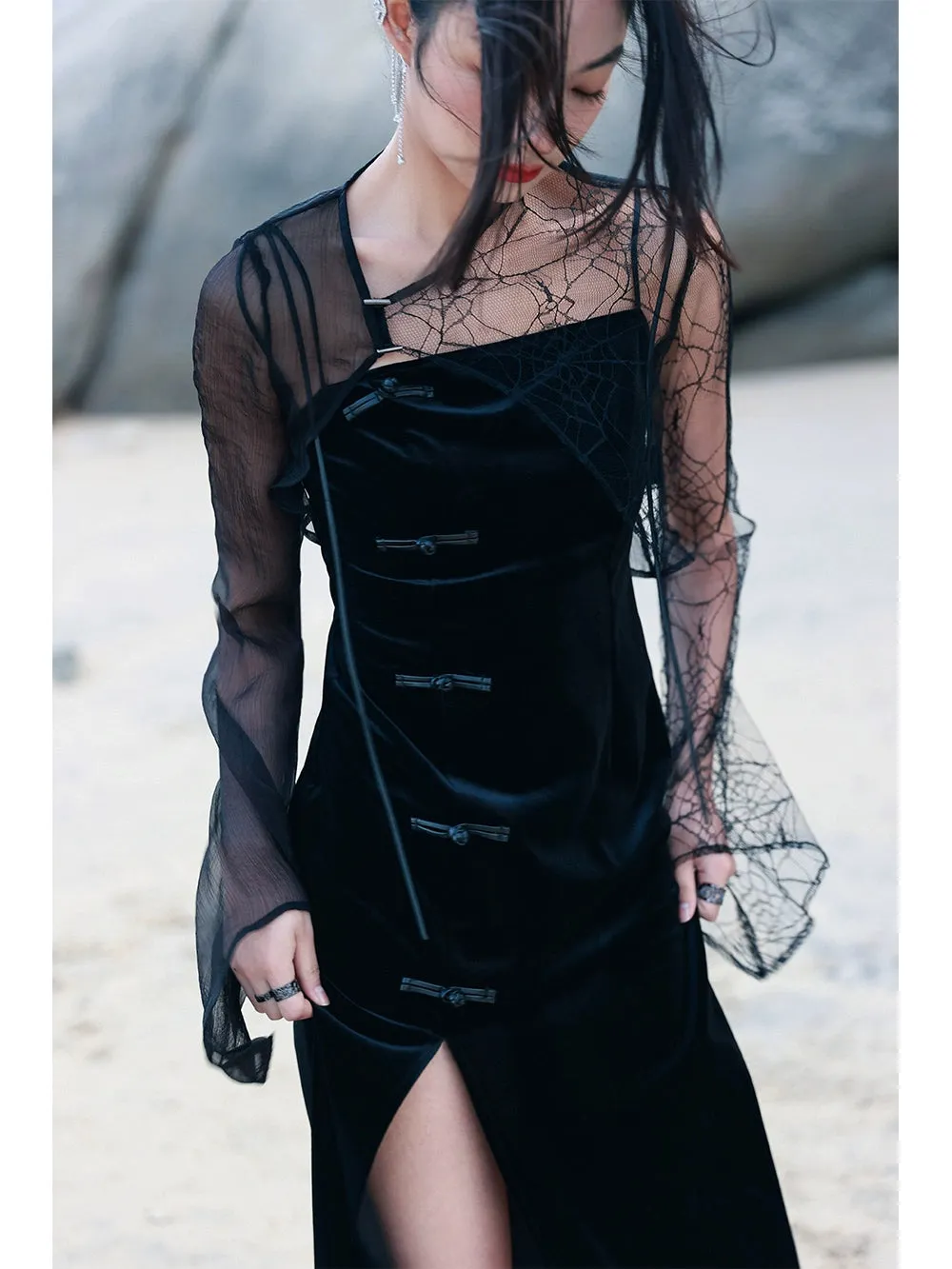 New Chinese style cheongsam & chiffon cardigan