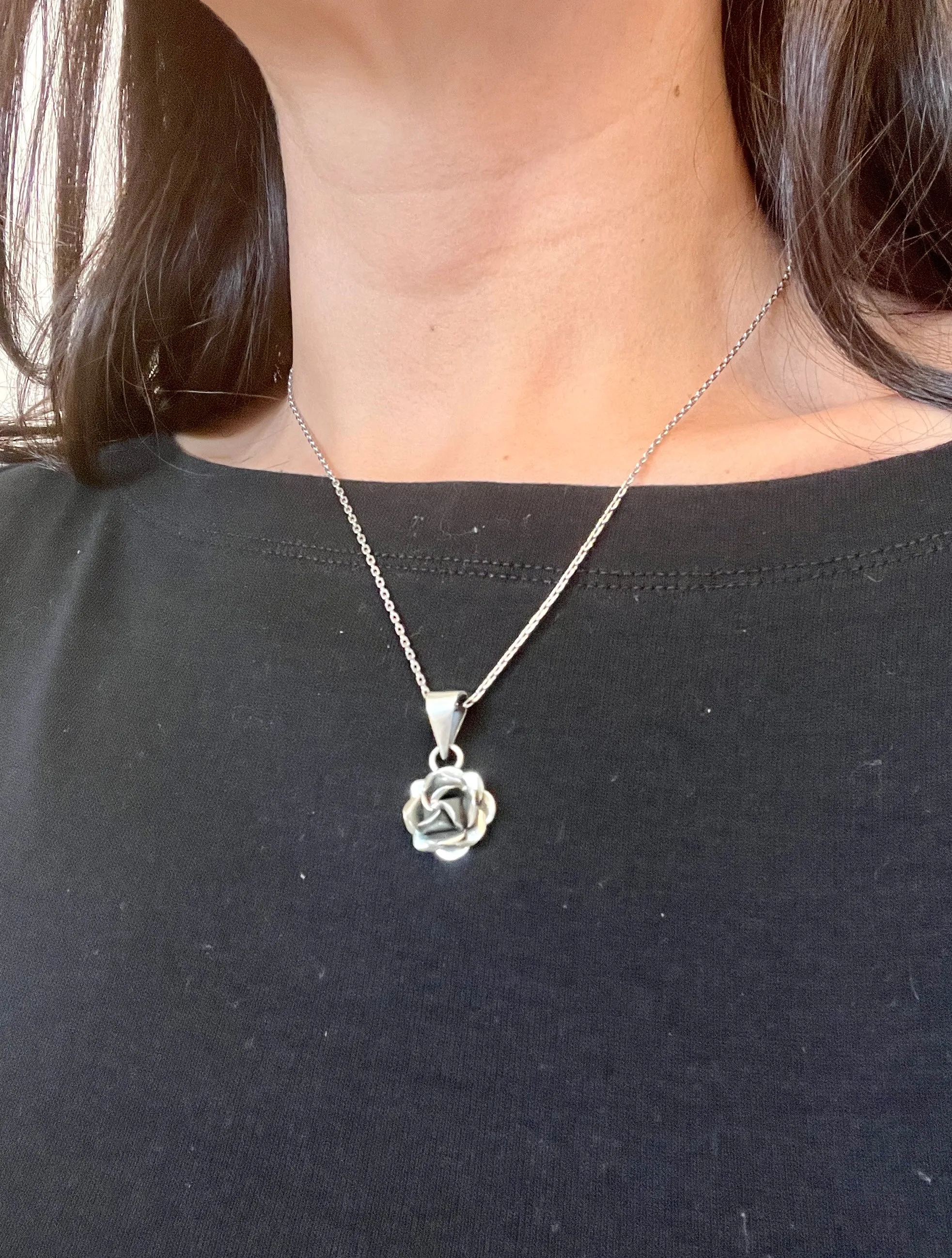 Oxidized Rose Pendant - Medium