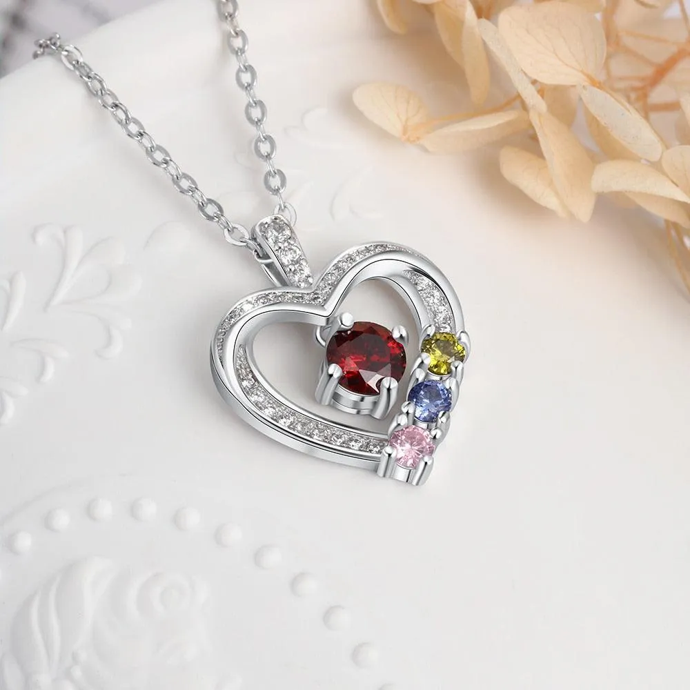 Personalized Copper Necklace With 3 Birthstones Pendant