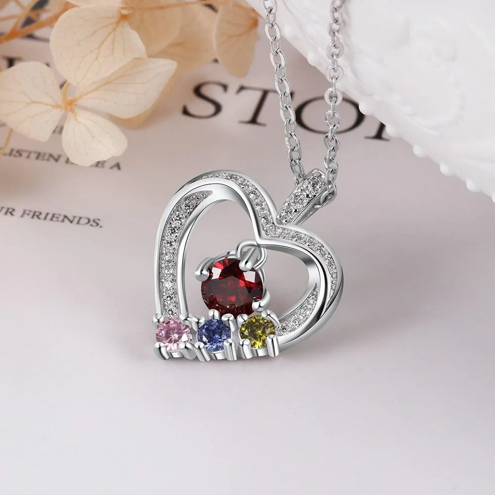 Personalized Copper Necklace With 3 Birthstones Pendant