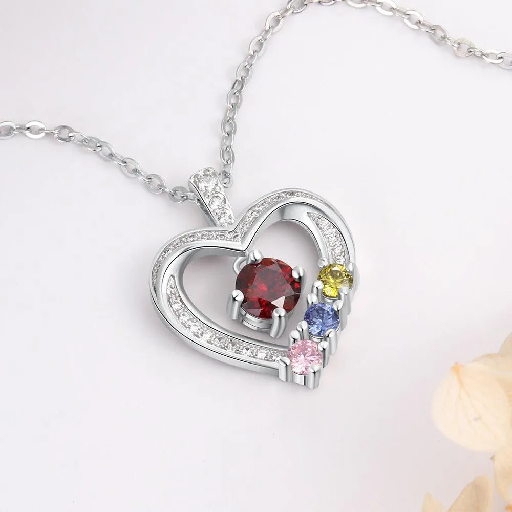 Personalized Copper Necklace With 3 Birthstones Pendant