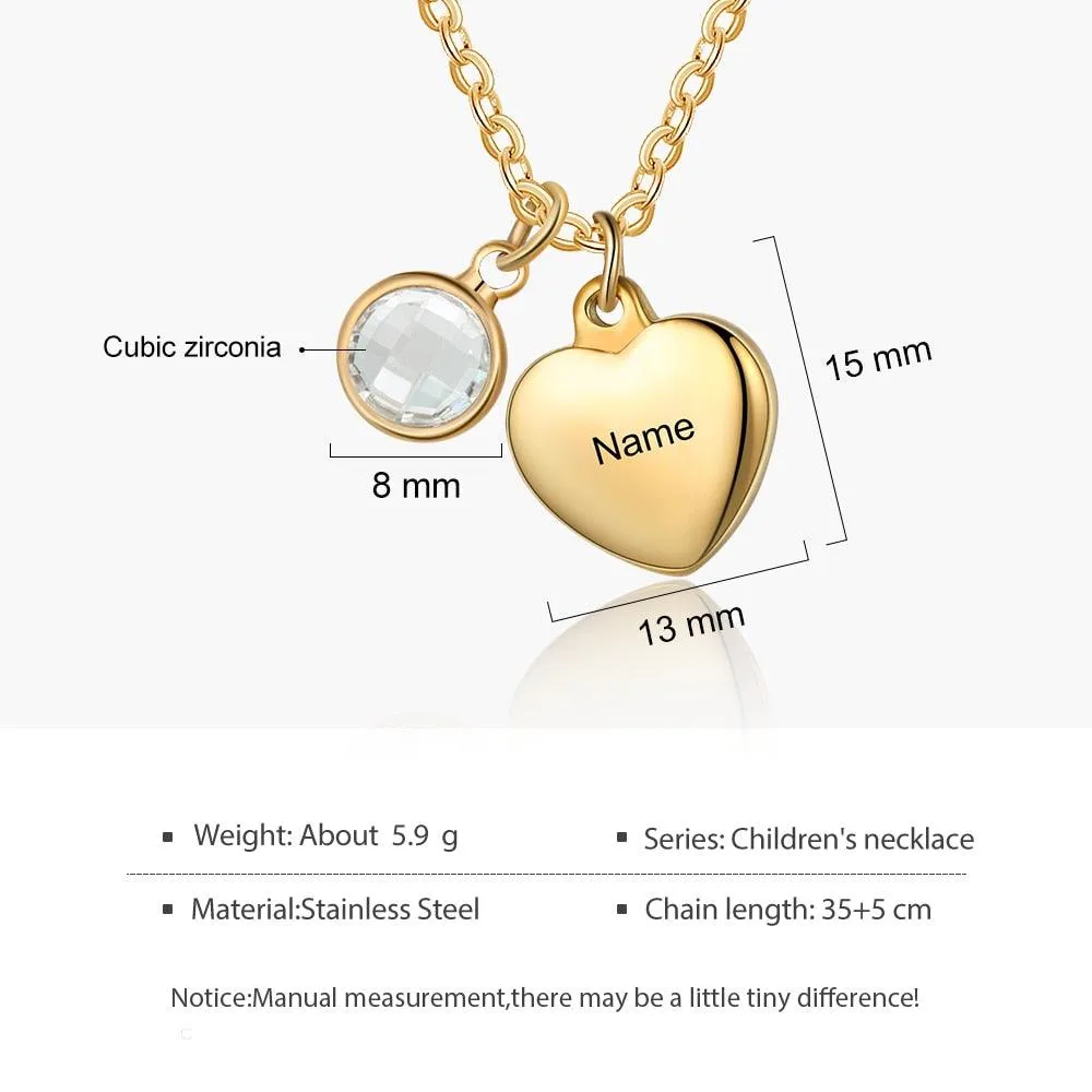 Personalized Necklace With Custom Birthstone And Name Engraving Pendant