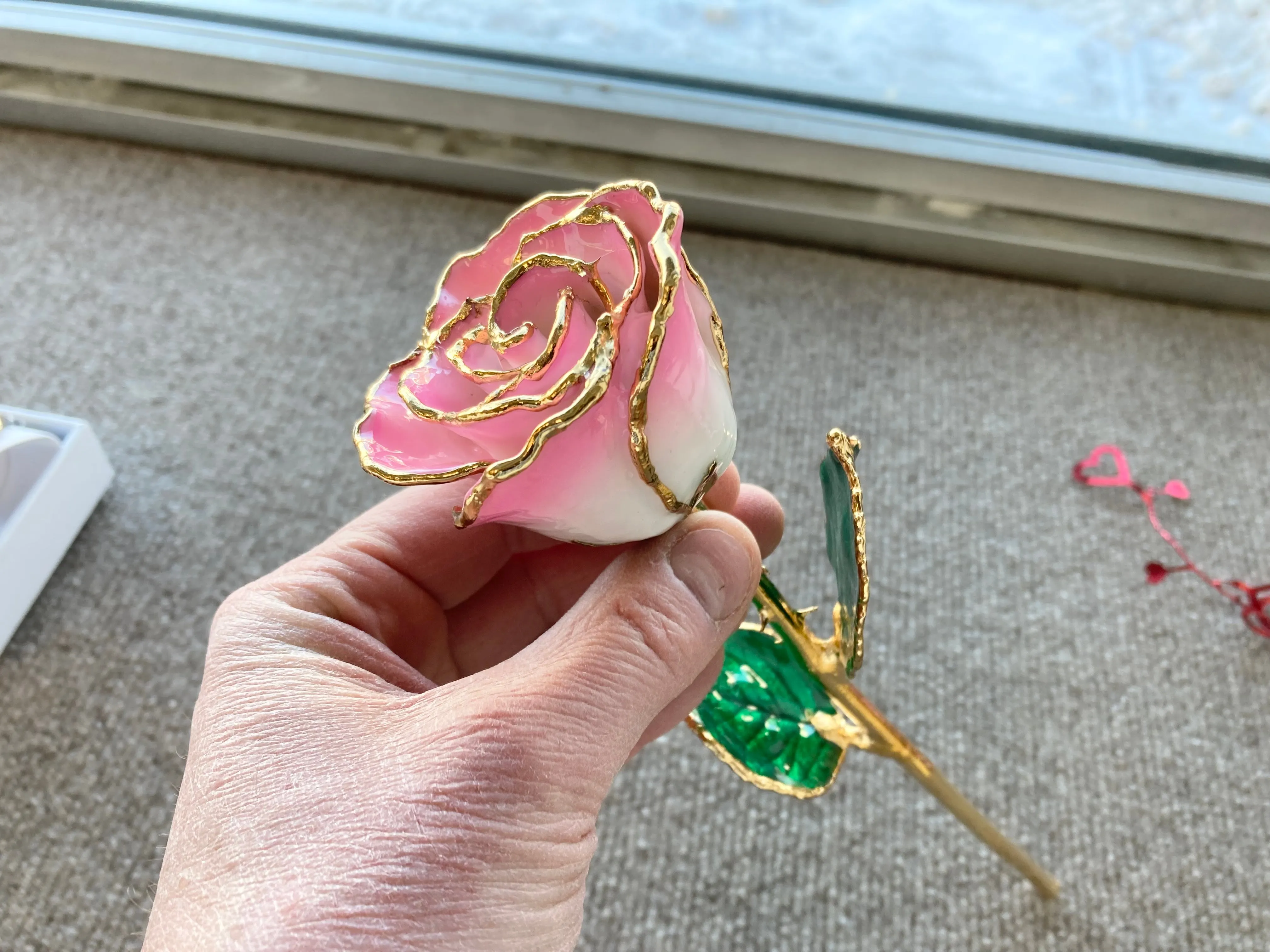 Pink And White Gold Plated Rose