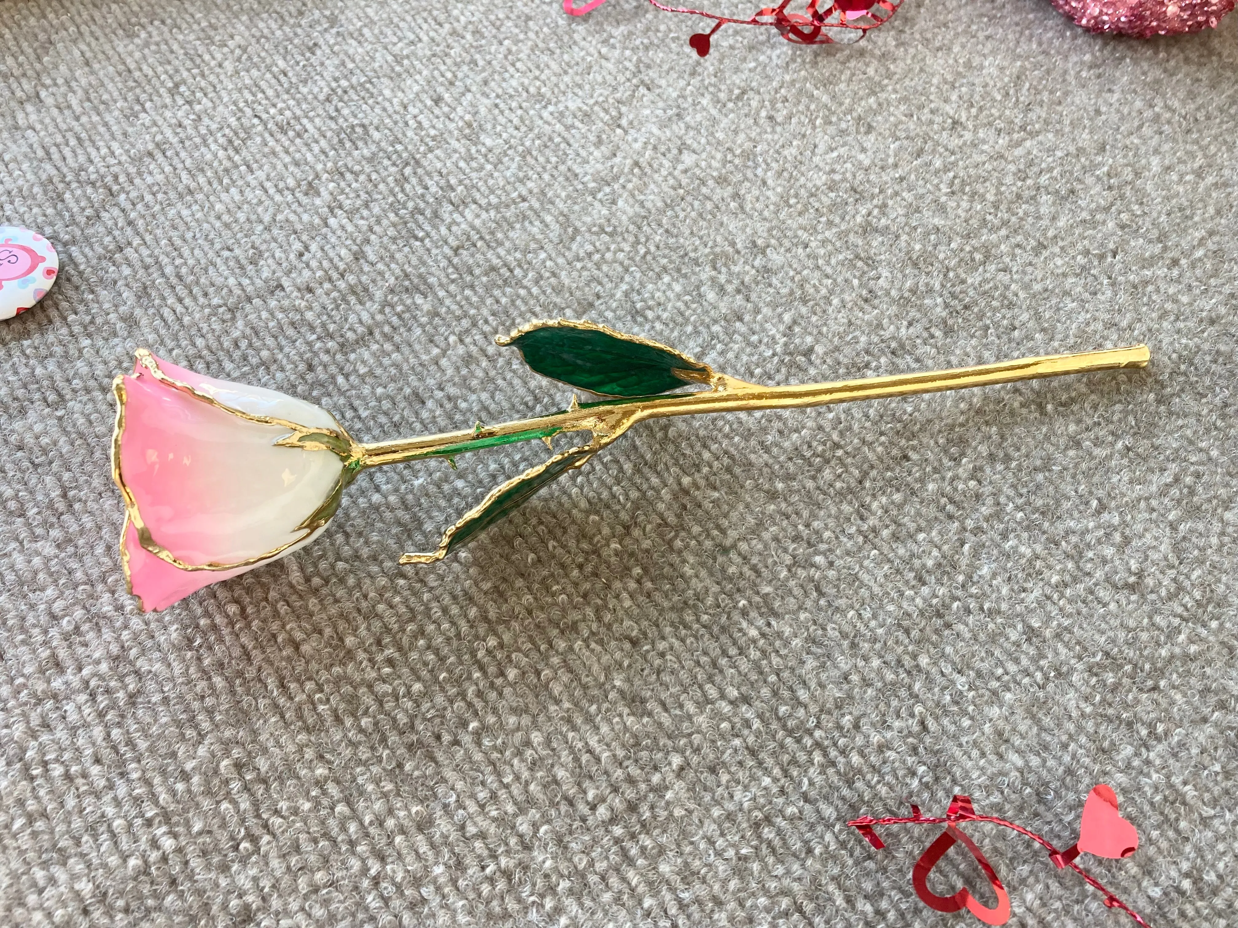 Pink And White Gold Plated Rose