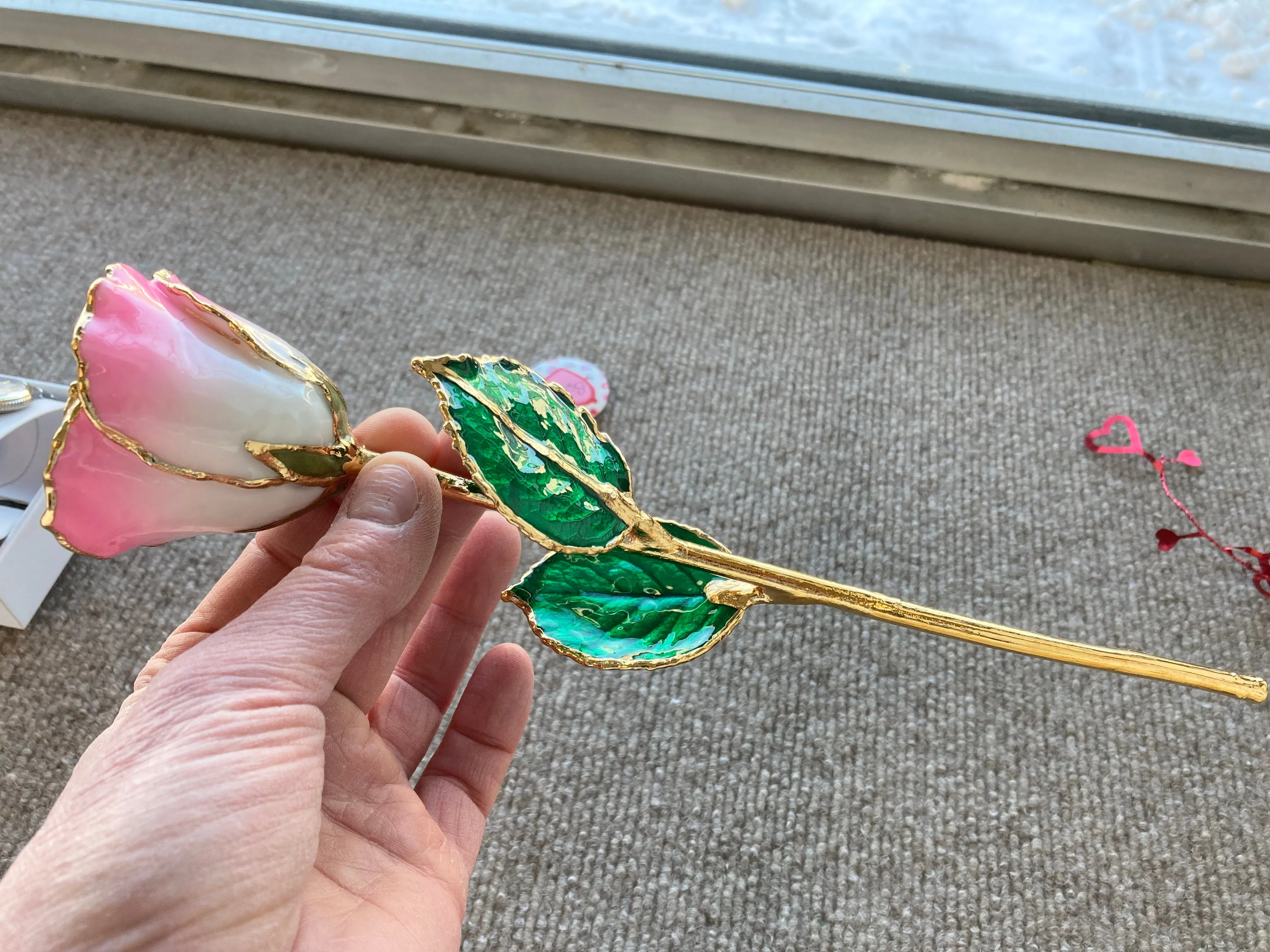 Pink And White Gold Plated Rose
