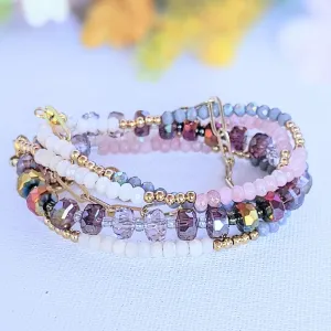 Pink Champagne Crystal Beaded Endless wrap bracelet