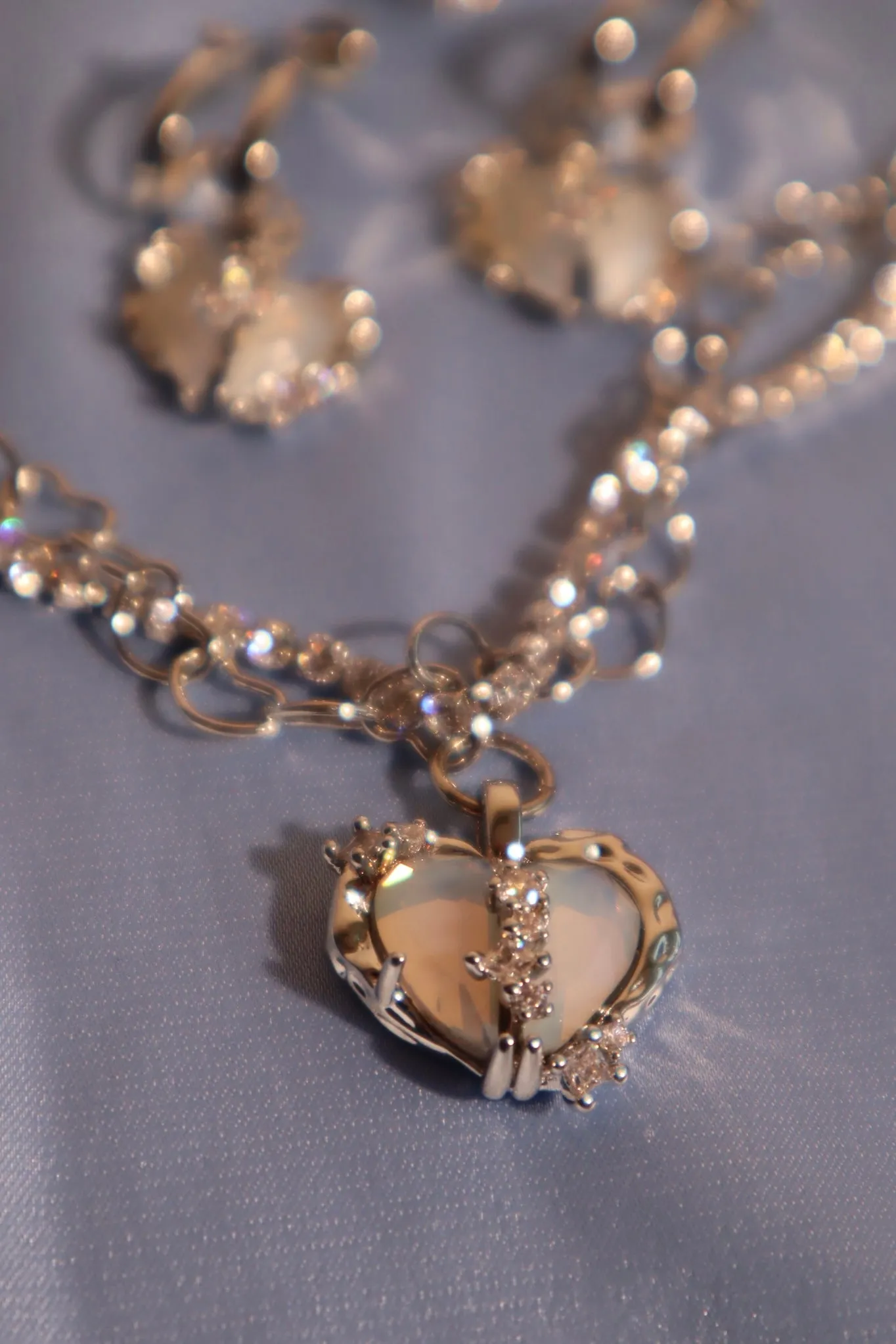 Platinum Plated Blue Opal Heart necklace