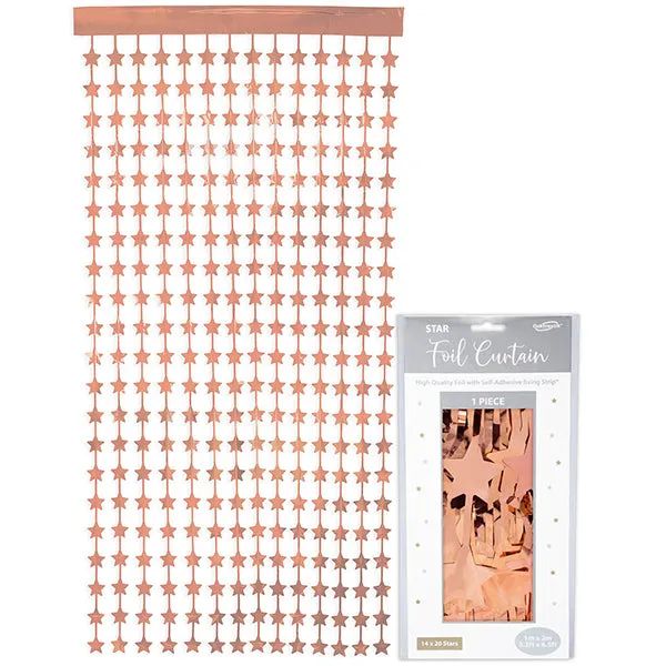 Rose Gold Stars Foil Curtain