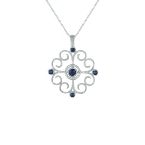 Sapphire and Diamond Accent Fashion Pendant in Sterling Silver