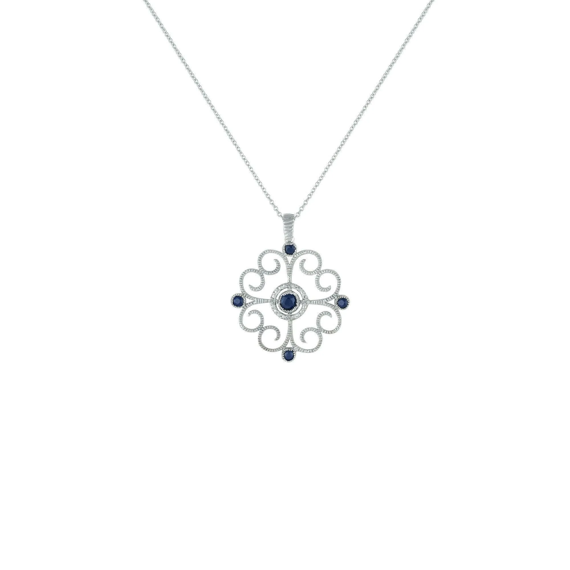 Sapphire and Diamond Accent Fashion Pendant in Sterling Silver