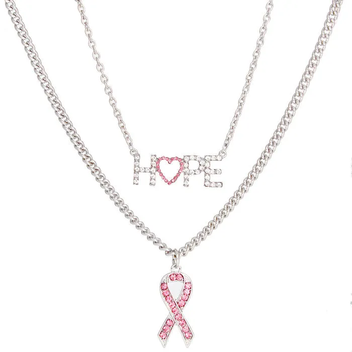 Silver Hope Pink Ribbon Chain