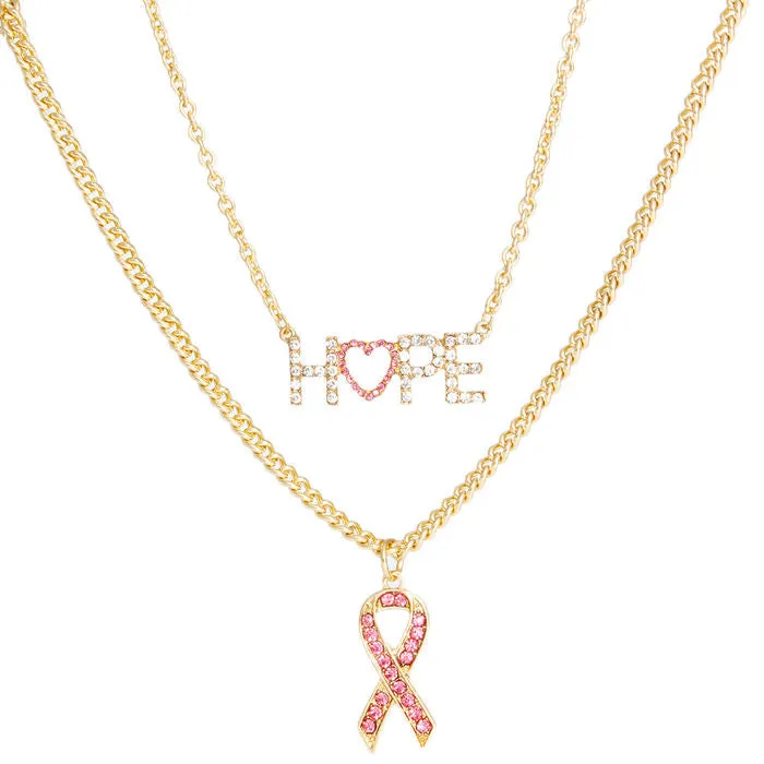 Silver Hope Pink Ribbon Chain