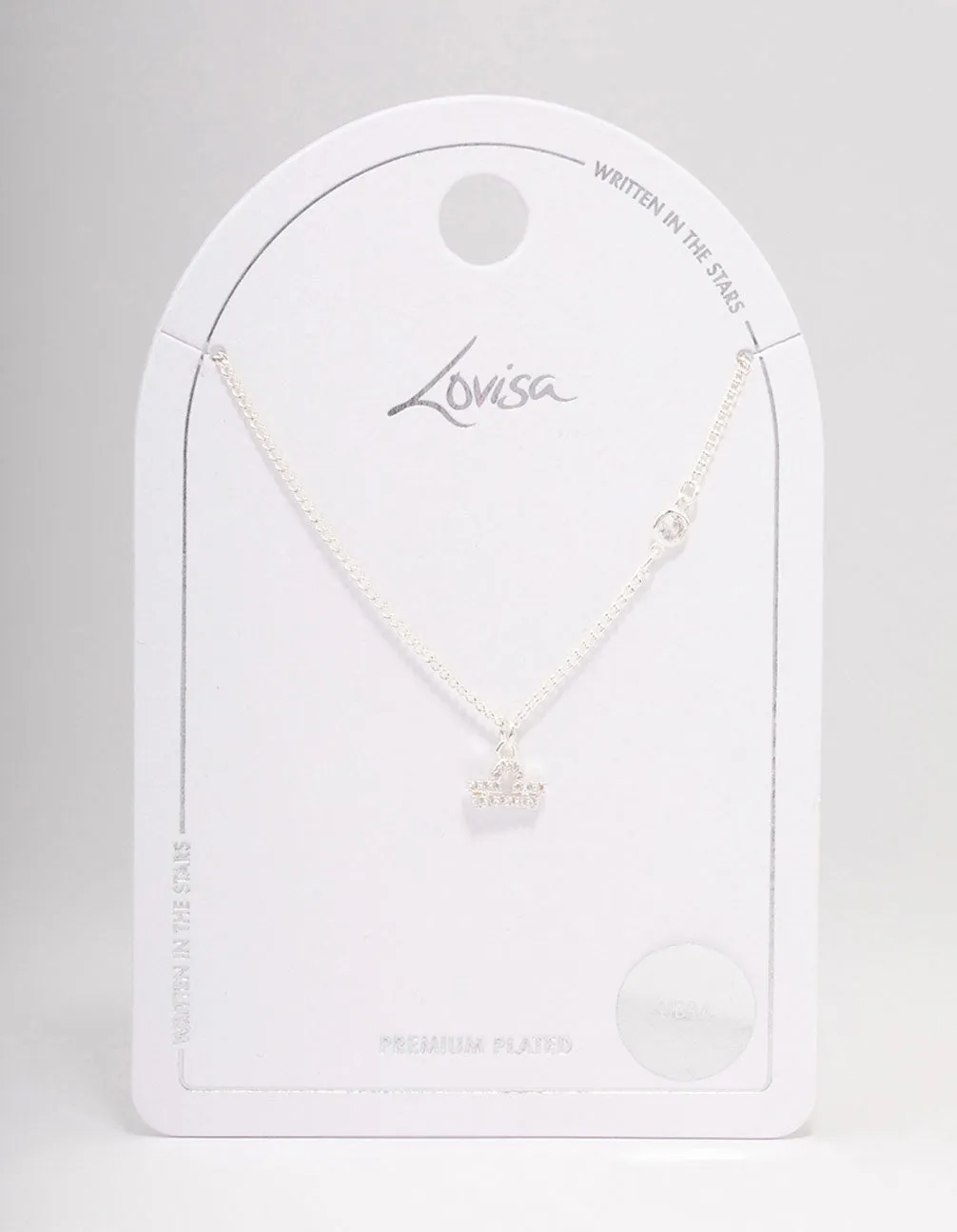 Silver Plated Libra Necklace With Cubic Zirconia Pendant