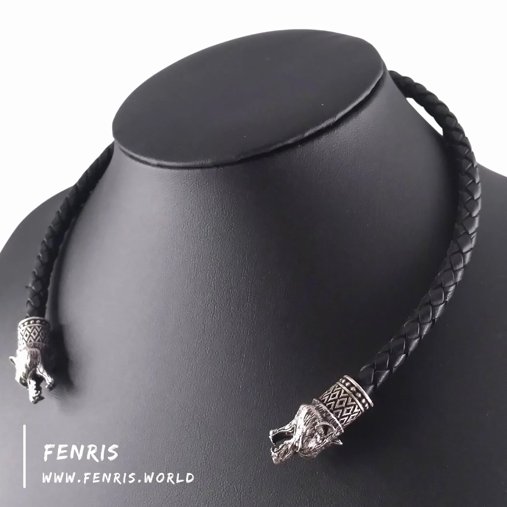Silver Torc Bear Black Leather | Fenris