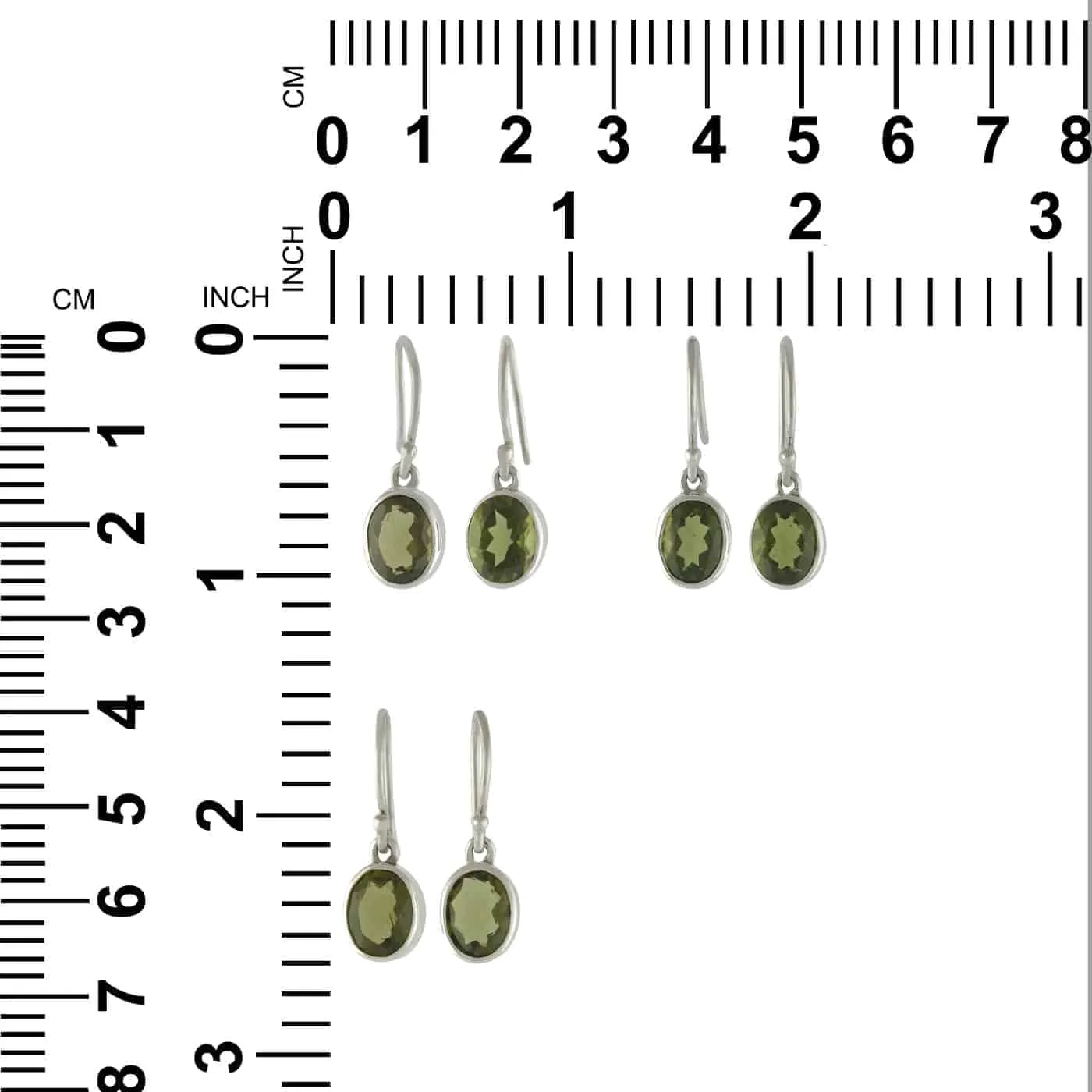 Starborn Moldavite Faceted Oval Earrings in Sterling Silver