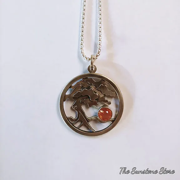 Sterling Silver Tree of Life Medallion with Oregon Sunstone