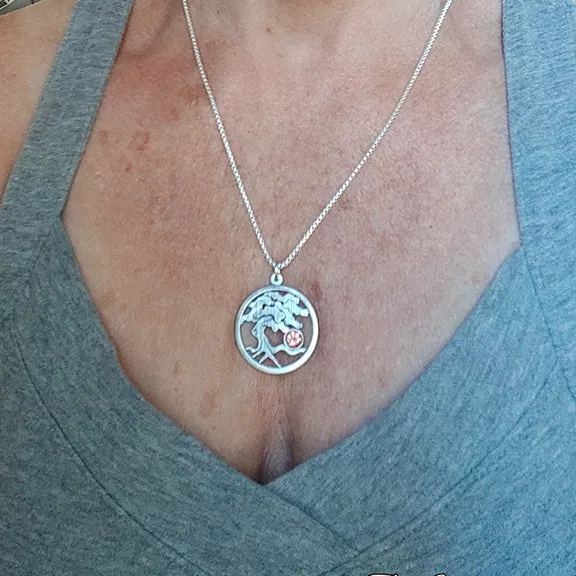 Sterling Silver Tree of Life Medallion with Oregon Sunstone