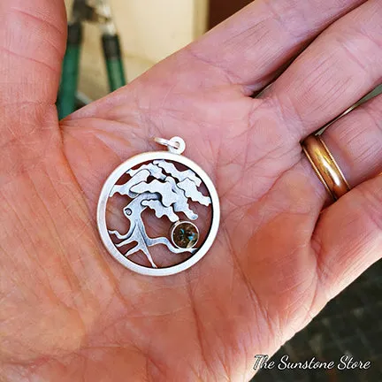 Sterling Silver Tree of Life Medallion with Oregon Sunstone