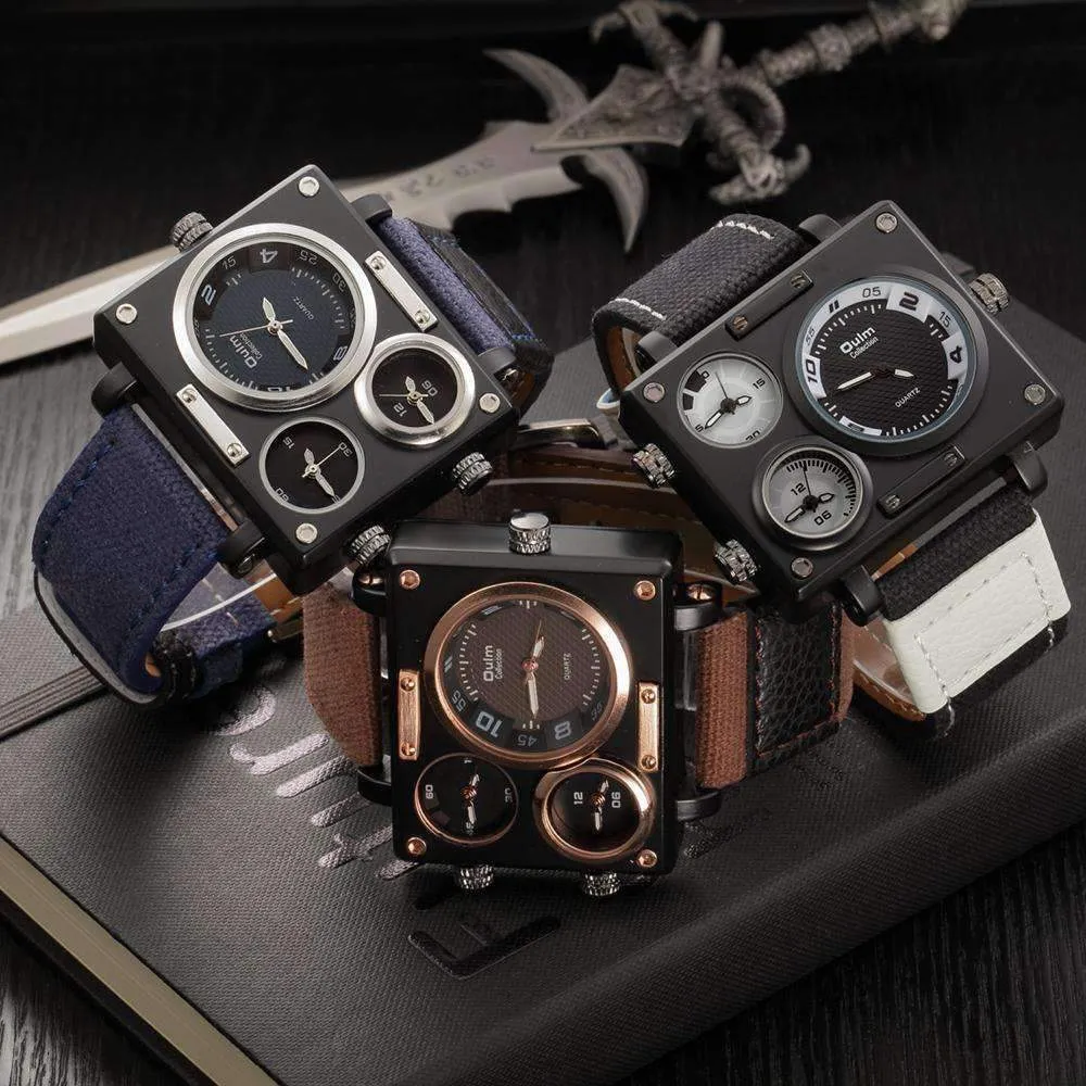 Suede Brown & Rose Gold Triple-Face Watch