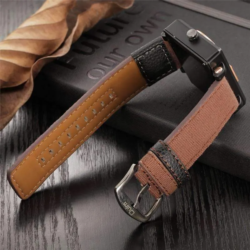Suede Brown & Rose Gold Triple-Face Watch