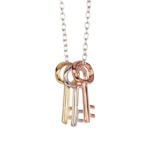 Tri-Color Three Key Necklace