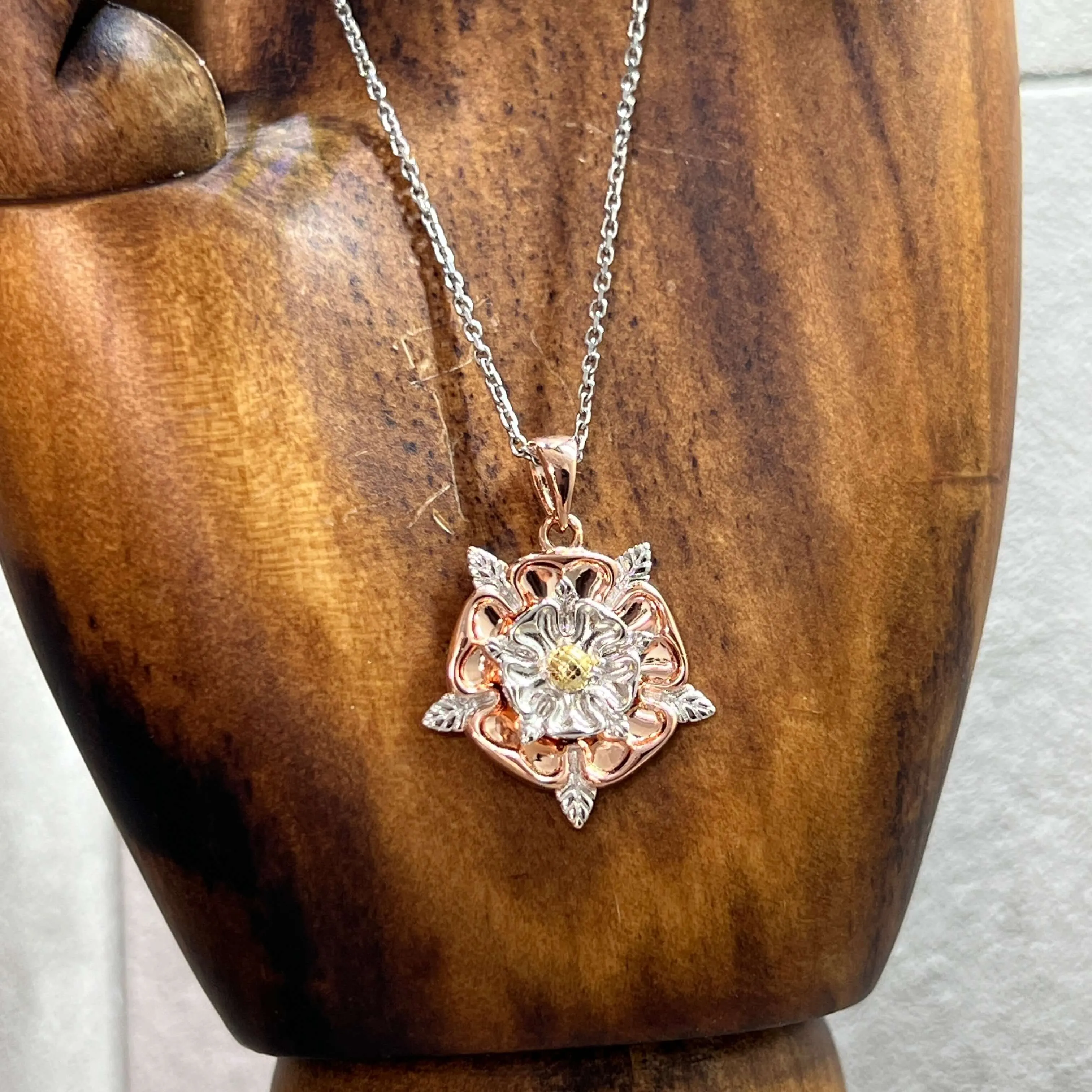 Tudor Rose Sterling Silver & 18 Carat Gold Pendant