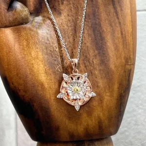 Tudor Rose Sterling Silver & 18 Carat Gold Pendant