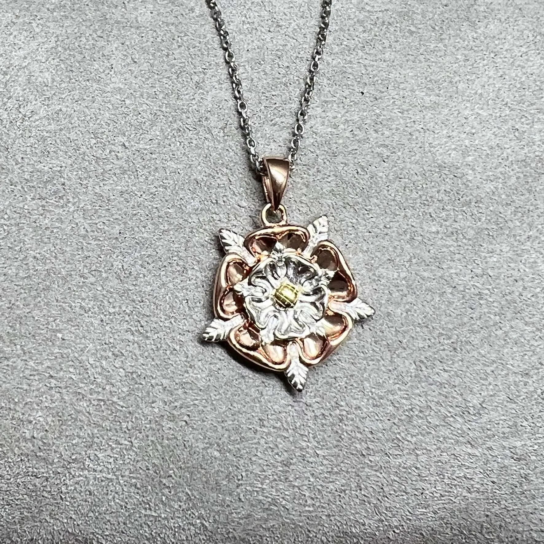 Tudor Rose Sterling Silver & 18 Carat Gold Pendant
