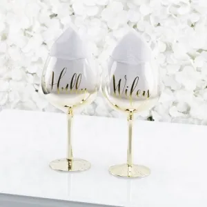 Wedding Hubby & Wifey Gold Ombre Gin Glasses
